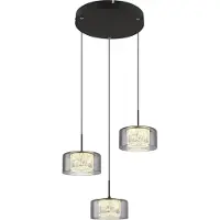 Globo Design hanglamp Fogsy 3-lichts zwart met smoke glas