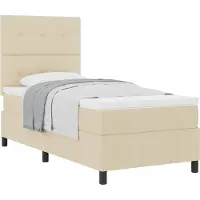 vidaXL Boxspring bed met hoofdeinde Crème 100 x 200 cm Stof