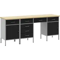 vidaXL Werk Cabinet met lade 4 st Zwart Engineered hout en staal