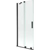Mexen Velar badwand scherm 2-delig schuifbaar 80 x 150 , transparant, zwart - 896-080-000-01-70