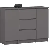 Akord Ladekast K100 met 3 Lades en 2 Deuren / Furniture Factory / Grafietgrijs / 101 x 76 x 35 cm