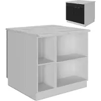 Vicco Keukeneiland Fame-Line Zwart gestreept 90 cm met lade, zonder werkblad, Model 51111