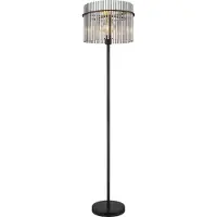 Globo Lighting Zwarte Vloerlamp Gorley Met Smoke Glas Ø 38cm