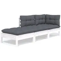 vidaXL 3-delige loungeset voor de tuin met kussens, gemaakt van massief grenenhout