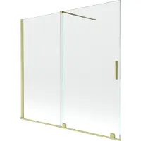 Mexen Velar badwand tweedelig schuifbaar 170 x 150 , transparant, gouden geborsteld - 896-170-000-01-55