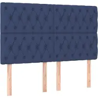 vidaXL Hoofdbord blauw 160x7x118/128 cm stof