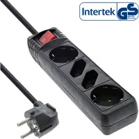 InLine Stekkerdoos met 4 contacten (2+2) en schakelaar / zwart - 5 meter