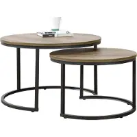 En.casa Salontafel Christchurch rond set van 2 houtkleurig donker en zwart []