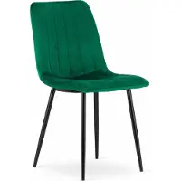 TEXTILOMANIE Set van 4 Eetkamerstoelen LAVA - Groen - Zwarte Metalen Poten - Velvet Bekleding - Industriële Stijl, Max. 110 kg, Ergonomisch Design, Comfortabele Zitting
