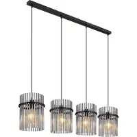 Globo Lighting Zwarte hanglamp Gorley met smoke glas 4-lichts