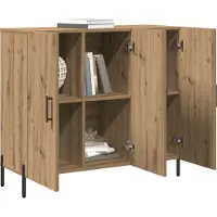 vidaXL Dressoir Artisan Eiken 90 x 34 x 80 cm Bewerkt hout