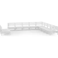 vidaXL 11-delige loungeset voor de tuin, massief grenenhout, wit