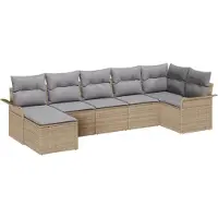 vidaXL Tuinbank Set 7 st Beige poly rattan