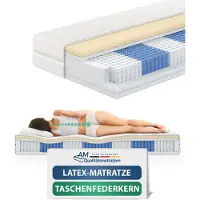 AM Qualitätsmatratzen - Premium latex matras 100x200cm - Gemiddeld (H3) - 1000 veren - Pocketveringmatras - Matras met geïntegreerde 4cm latex deklaag - 24cm hoogte - Made in Germany