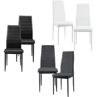 En.casa Eetkamerstoel Graz 96x43x52 cm set van 6 kunstleer donkergrijs