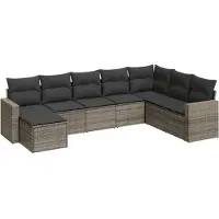 vidaXL 8-delige Loungeset met kussens poly rattan grijs