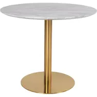 Ebuy24 Bojan eetkamertafel Ø90 cm marmer look, messing look poten.