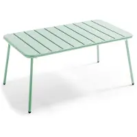 Oviala - Lage tuin salontafel groen salie staal 90 x 50 cm - Palavas