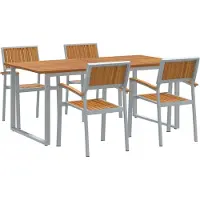 vidaXL Tuin Eettafel Set 5 pcs Grijs Massief Acacia Hout