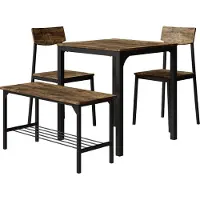 Vicco Fyrk Eettafelset – 70 x 70 cm 4 delen Zwart/eiken rustiek