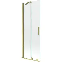 Mexen Velar badwand tweeledig verschuifbaar 75 x 150 , transparant, goud geborsteld - 896-075-000-01-55