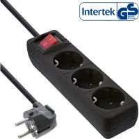 InLine Stekkerdoos met 3 contacten en schakelaar / zwart - 5 meter