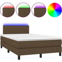 vidaXL Boxspring met matras en LED stof donkerbruin 120x200 cm