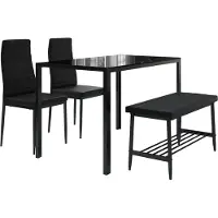 Vicco Grand Eettafelset – 120 x 70 cm 4-delige set Zwart