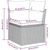vidaXL Tuinbank Set 11 st Zwart Poly rattan