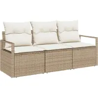 vidaXL Tuinset met 3 zitplaatsen, beige en witte polyrotan