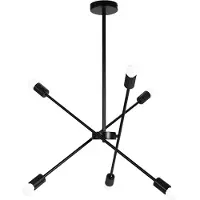 Toolight Zwarte hanglamp - 6 lichtpunten - industrieel design - E27 fitting