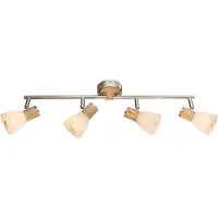 Globo Plafondlamp Gylfi Nikkel Met Hout 4 Lichts