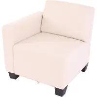 MCW Modulair zijpaneel links, fauteuil met armleuning Lyon, kunstleer ~ crème