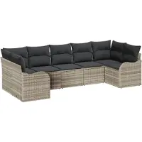 vidaXL Tuinbank Set 7 st Lichtgrijs Poly rattan