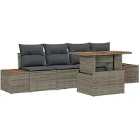 vidaXL Tuinbank Set 5 st Grijs poly rattan