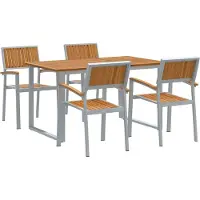 vidaXL Tuin Eettafel Set 5 pcs Grijs Massief Acacia Hout