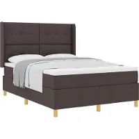 vidaXL Boxspring bed met hoofdeinde Donkerbruin 140 x 190 cm Stof
