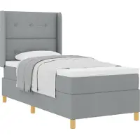 vidaXL Boxspring bed met hoofdeinde Lichtgrijs 90 x 200 cm Stof