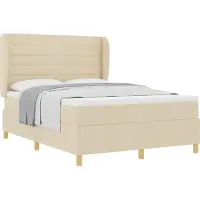 vidaXL Boxspring bed met matras met hoofdeinde Crème 200 x 140 cm Stof