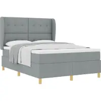 vidaXL Boxspring bed met hoofdeinde Lichtgrijs 200 x 140 cm Stof