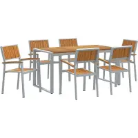 vidaXL Tuin Eettafel Set 7 st Grijs Massief Acacia Hout