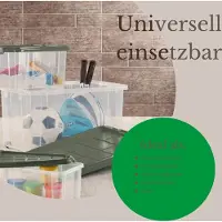 Novaliv 8x opbergdozen met deksel, groot 55L, transparant, nestbaar, stapelbaar met clipsluiting, roldozen, kunststof, BPA-vrij, 61x40x32,5 cm