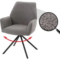 Mendler Eetkamerstoel HWC-G67, keukenstoel met armleuningen, draaibaar, automatische positie, stof/textiel bouclé MVG lichtgrijs