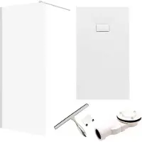Badland Ketil Vidar doucheset met glaswisser 100 x 80 cm chroom/wit - walk-in douchewand met douchebak