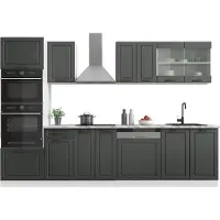 Vicco Complete keukeneenheid R-Line Antraciet landhuis 300 cm met hoge kast, WB Antraciet, Model 42397