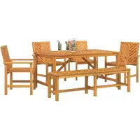 vidaXL Tuin Eettafel Set 6 pcs Bruin Massief Acacia Hout