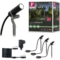 Paulmann Plug & Shine Plantini 3.000K basis set van 3 Plantini, dimbaar, zwart, Aluminium, Modern