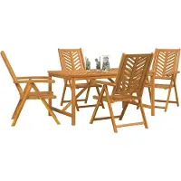 vidaXL Tuin Eettafel Set 5 st Bruin Massief Acacia Hout