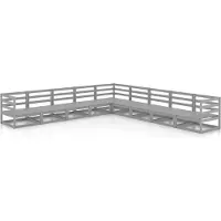 vidaXL 9-delige loungeset voor de tuin, grijs, grenenhout, massief