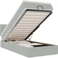 vidaXL Ottoman bed met matras en LED's 90x200cm fluweel lichtgrijs